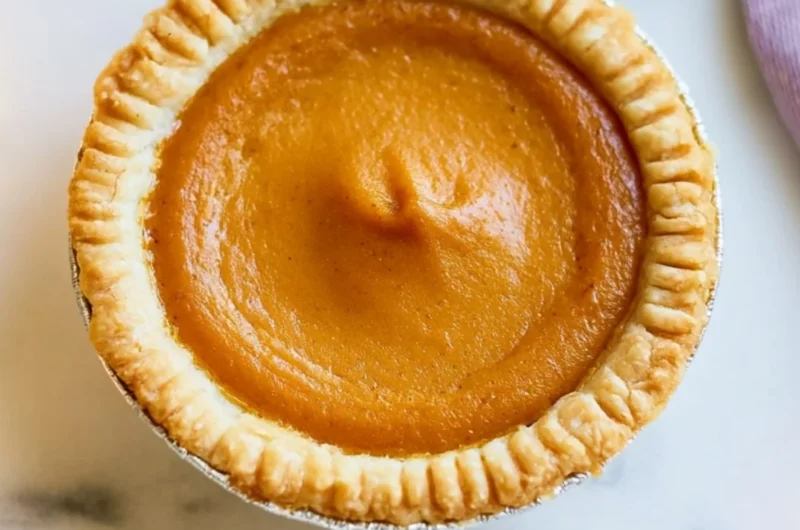 Delicious cozy mini pumpkin pies served on a rustic table with autumn decorations.