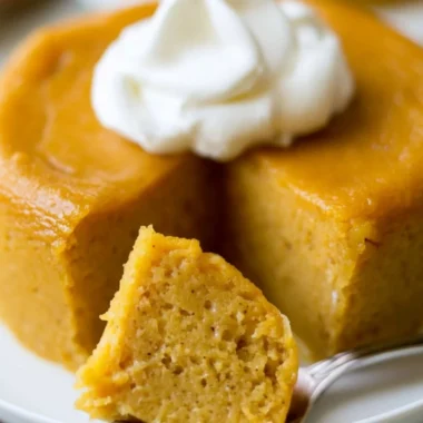 Delicious crustless pumpkin pie pudding served in a bowl