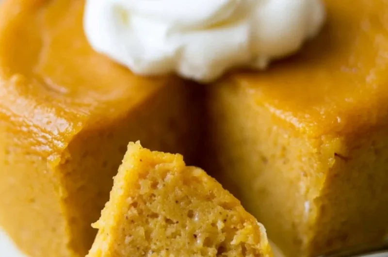 Delicious crustless pumpkin pie pudding served in a bowl