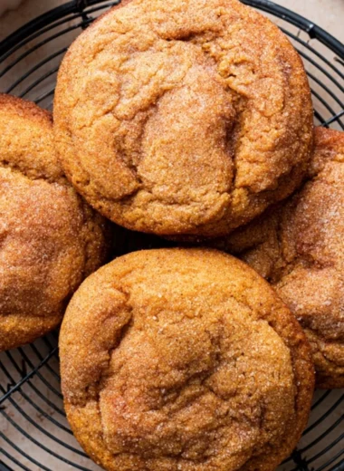 Freshly baked Pumpkin Snickerdoodles with cinnamon sugar topping