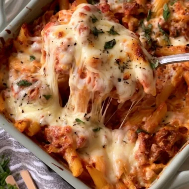 Delicious 5-Ingredient Baked Ziti dish ready to serve.