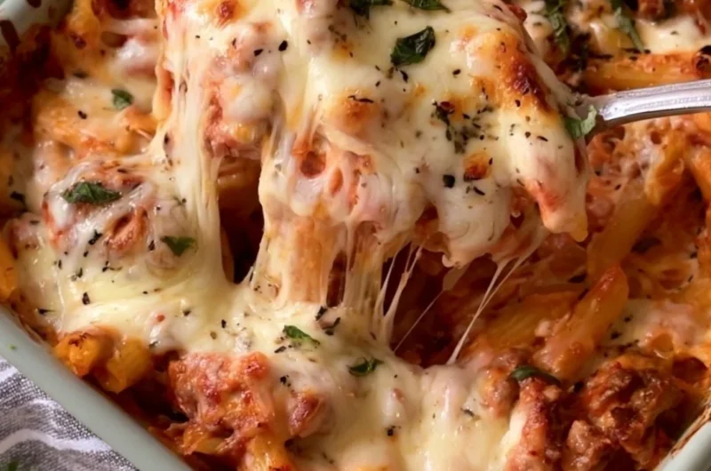 Delicious 5-Ingredient Baked Ziti dish ready to serve.