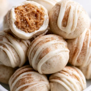 Delicious homemade snickerdoodle truffles on a decorative plate.