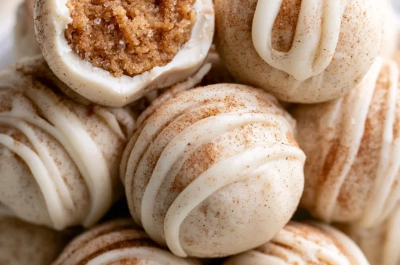 Delicious homemade snickerdoodle truffles on a decorative plate.