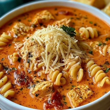 Delicious Chicken Parmesan Soup in a slow cooker, comfort food recipe.