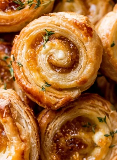 Delicious Fig and Goat Cheese Pinwheels on a serving platter