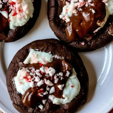 Plate of homemade hot cocoa cookies topped with marshmallows