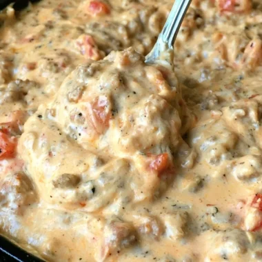 Delicious Hot Ranch Sausage Dip made with 4 simple ingredients