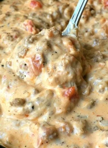 Delicious Hot Ranch Sausage Dip made with 4 simple ingredients