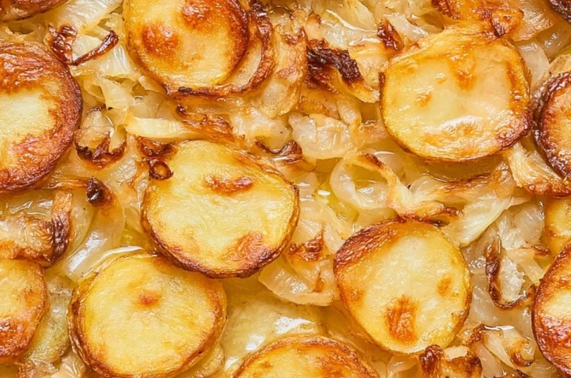 Baked potatoes with onions in the oven, a classic family recipe from 1952.