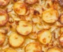 I found this in my aunt’s recipe box from 1952. She served it at every family gathering, and nobody could get enough. Potatoes with onions in oven, Baked potatoes and onions, Holiday dinner dishes.